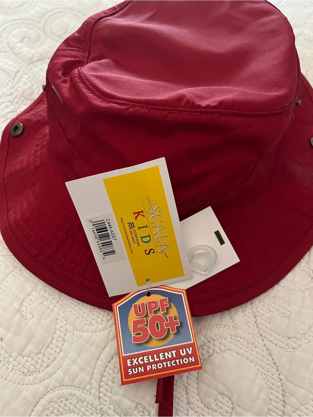Scala Kids UPF 50+ Red Sun Hat NWT | Size 4–6X | Adjustable Chin Strap